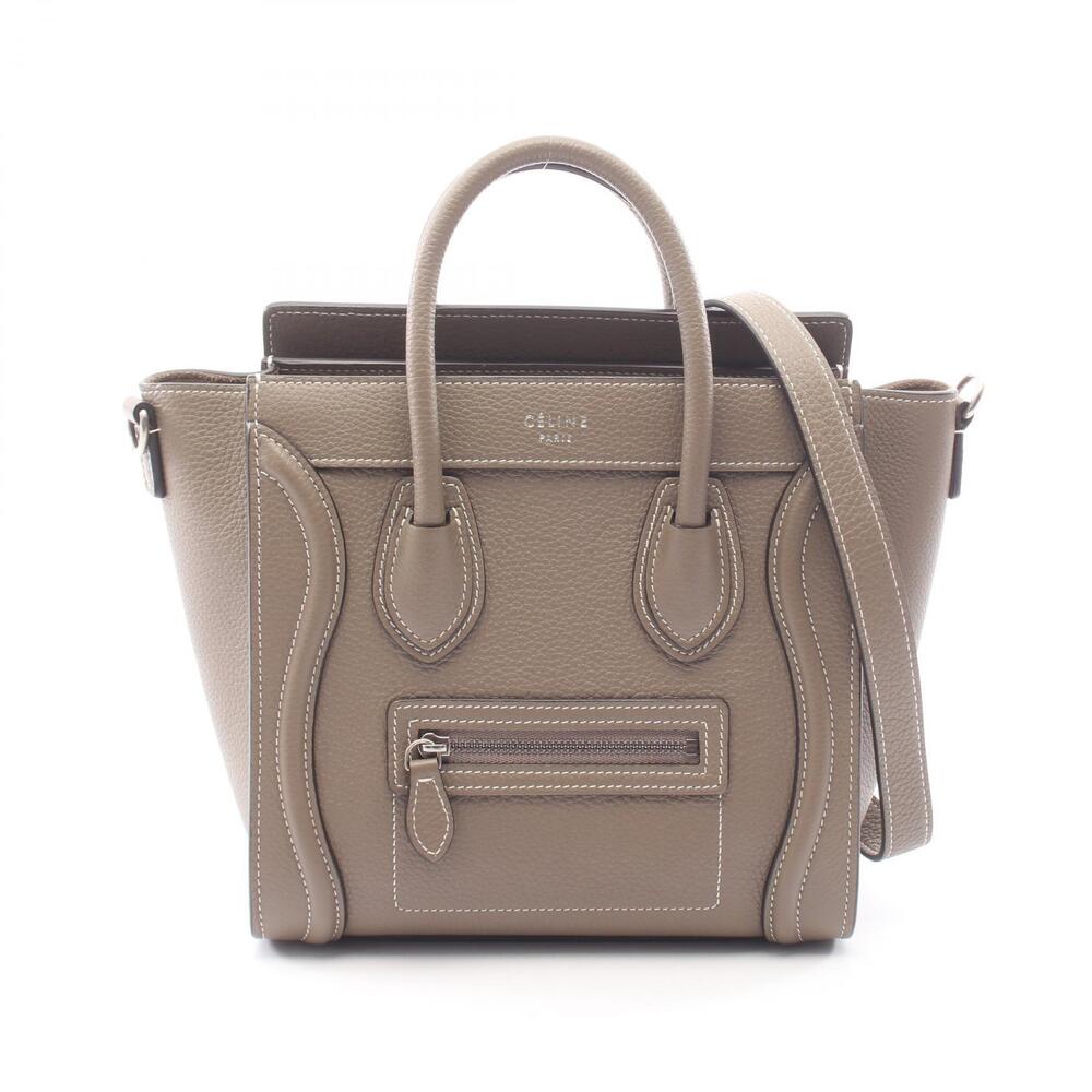 Celine Luggage Shopper Handbag Leather Beige Tan Brown